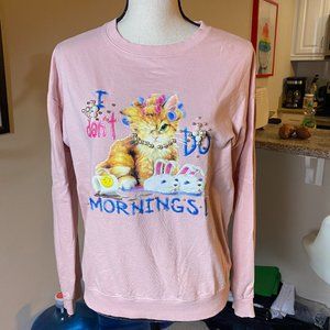 Beaded Cat Lovers Pink Sweatshirt Size Small